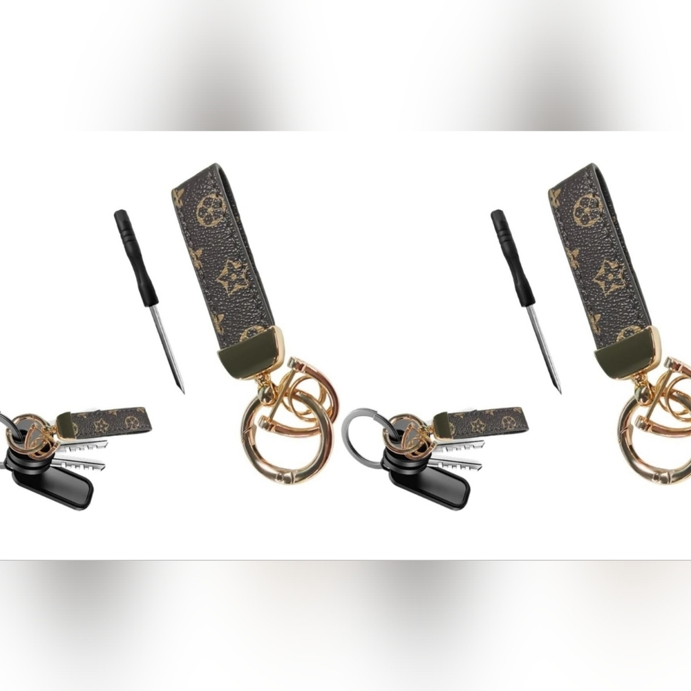 Car Key Chain, Patterned Leather Anti-Lost Key Chain PACK OF 2
